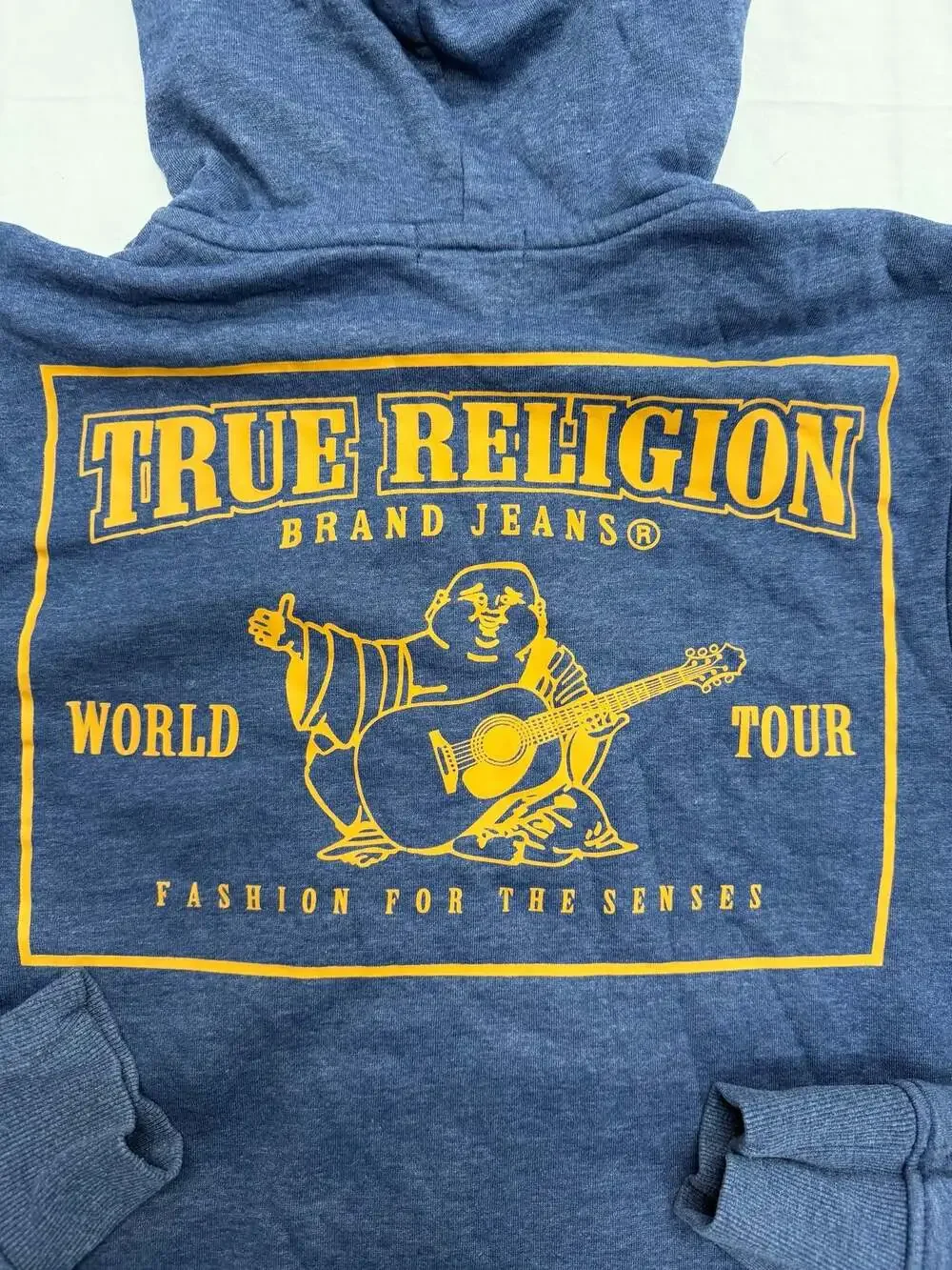 True Religion Men's World Tour Graphic Zip-Up Hoodie Blue